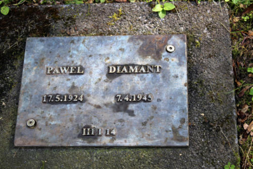 Grabplatte von Pawel Dimant auf dem Friedhof Jammertal, Quelle: Arbeitskreis Stadtgeschichte e.V.